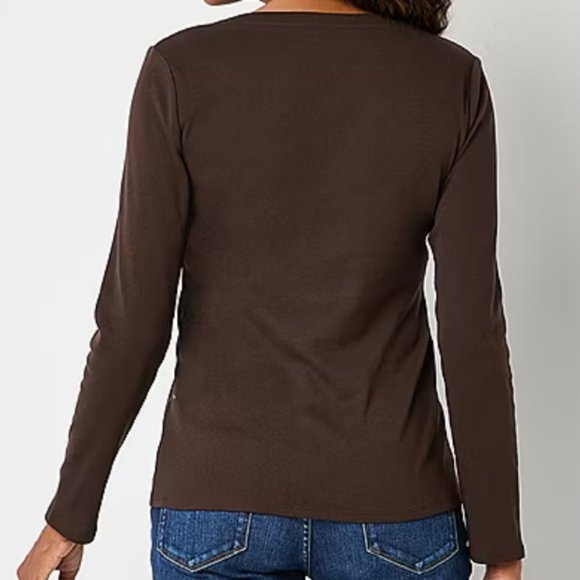 Liz Claiborne Womens V-Neck Long Sleeve T-Shirt - NWT - Size XL - Picture 2 of 4